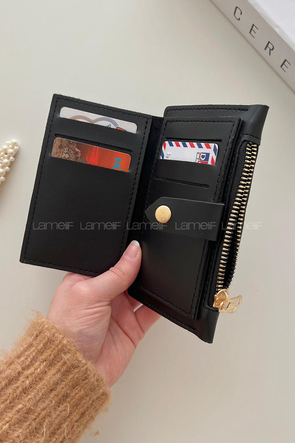 Lamelif David Polo Kapak Kilitli Cüzdan Siyah