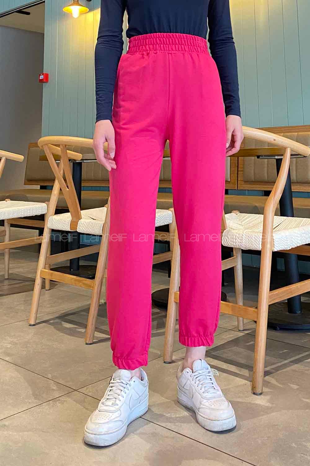 Fuchsia Regular Trousers Elastic Waist Regular Cut Bottom Tracksuit