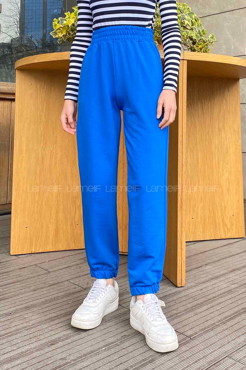 Lamelif Düz Jogger Eşofman Mavi