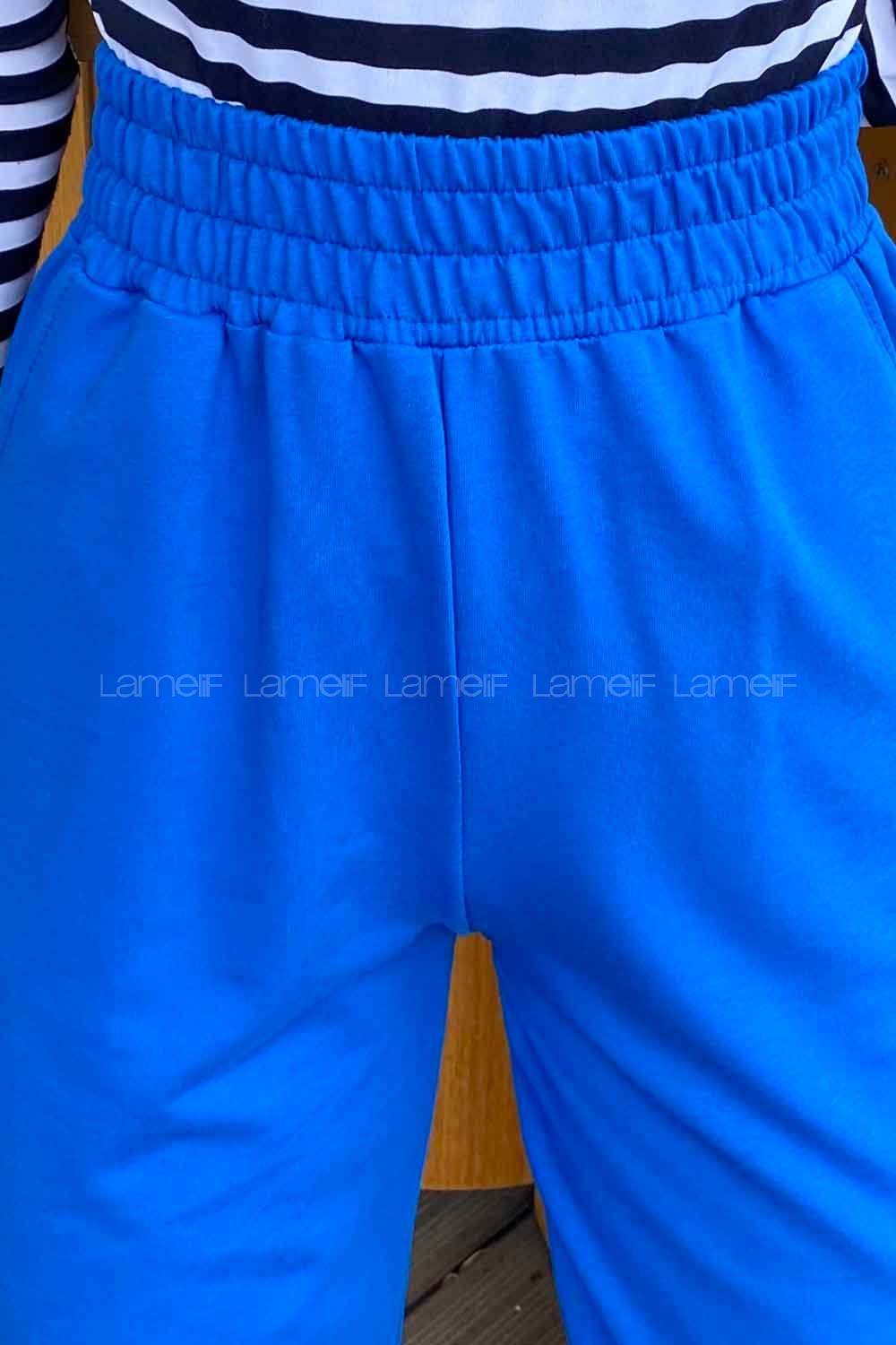 Lamelif Düz Jogger Eşofman Mavi