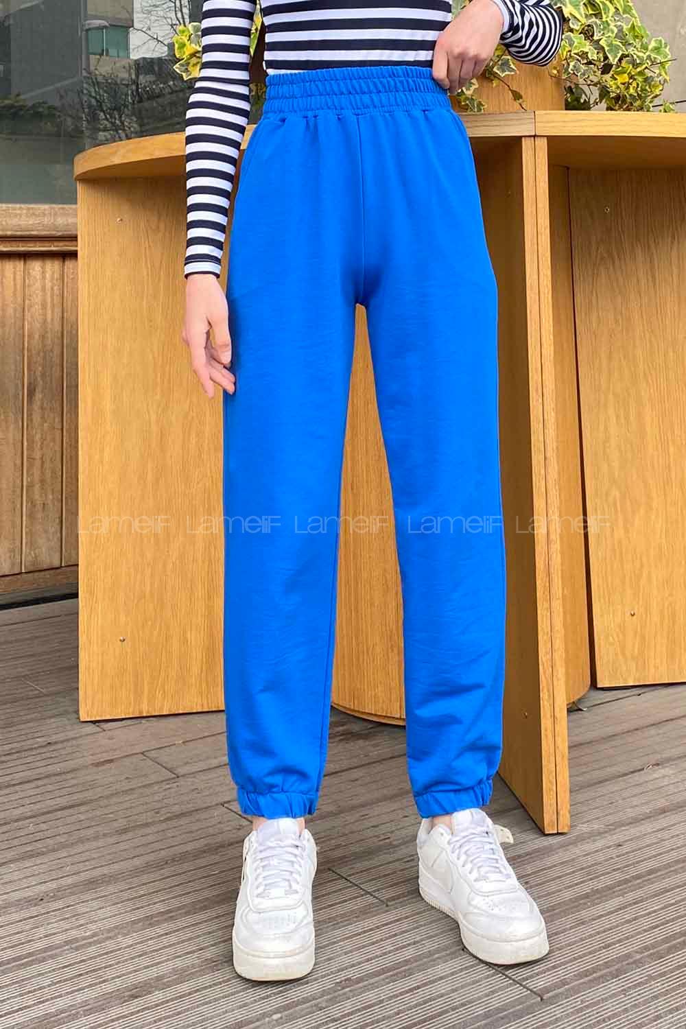 Lamelif Düz Jogger Eşofman Mavi