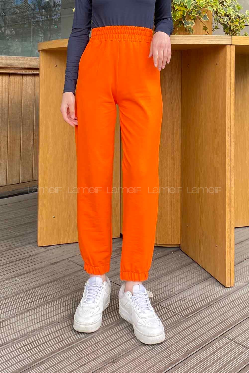 Lamelif Düz Jogger Eşofman Oranj