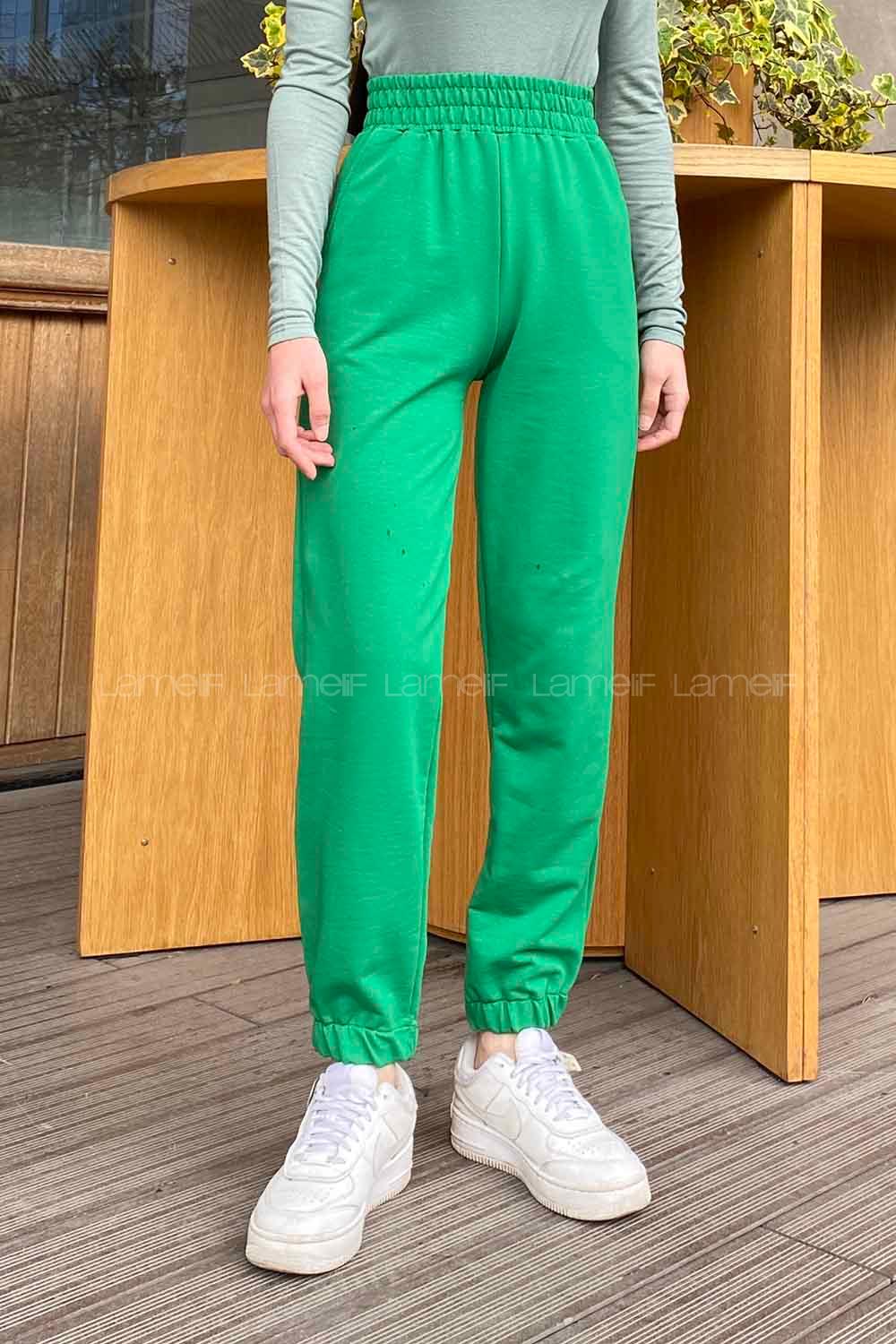 Green Regular Trousers Elastic Waist Regular Cut Bottom Tracksuit