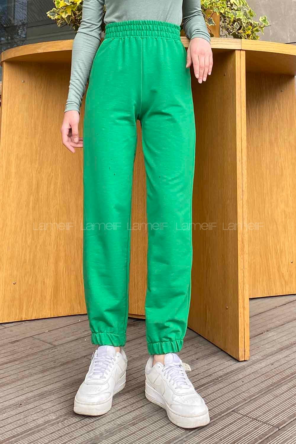 Green Regular Trousers Elastic Waist Regular Cut Bottom Tracksuit