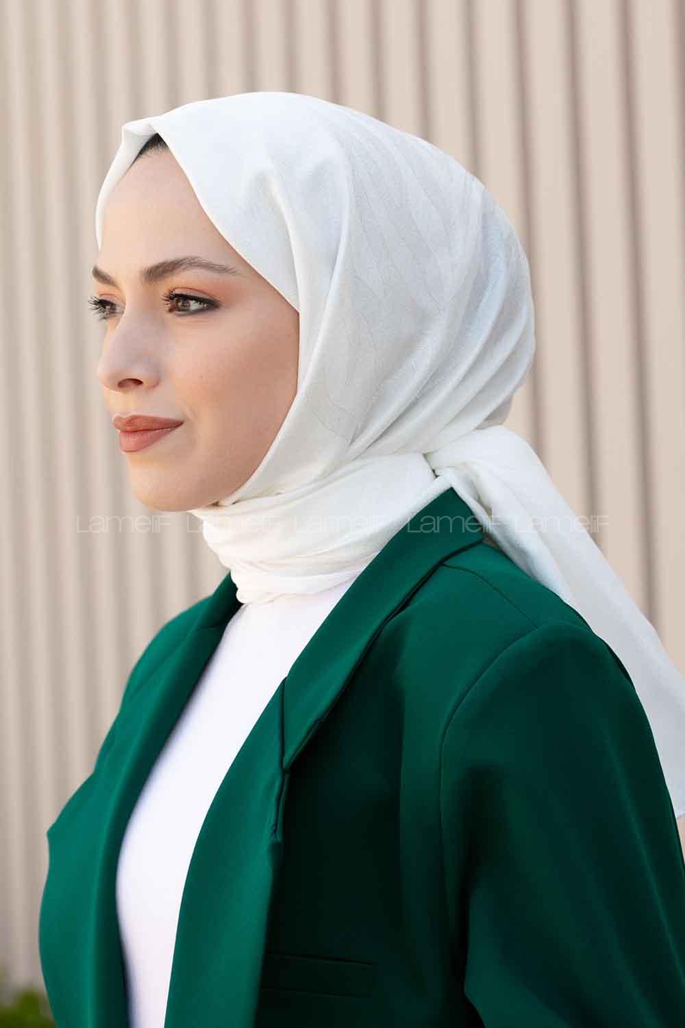 Off White Viscose Fabric Printed Shawl