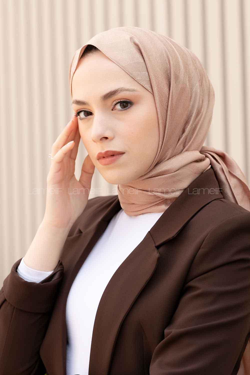 Brown With Milk Viscose Fabric Printed Shawl