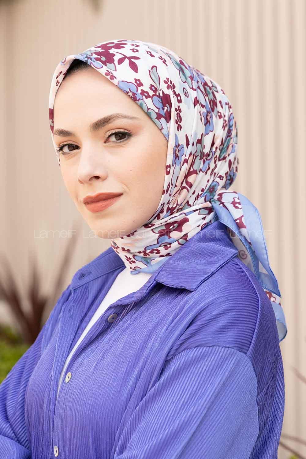 Sky Blue Cotton Fabric Straight Scarf