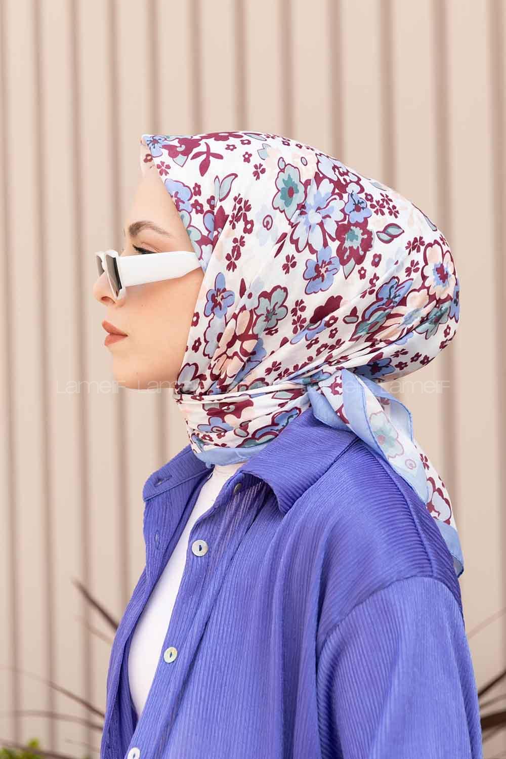 Sky Blue Cotton Fabric Straight Scarf