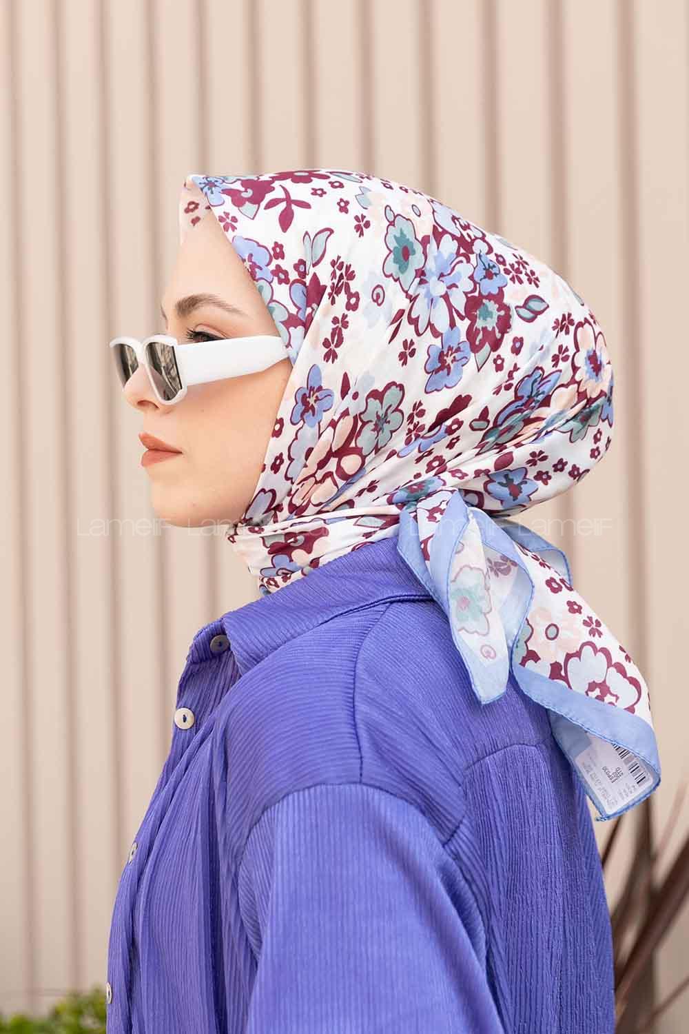 Sky Blue Cotton Fabric Straight Scarf