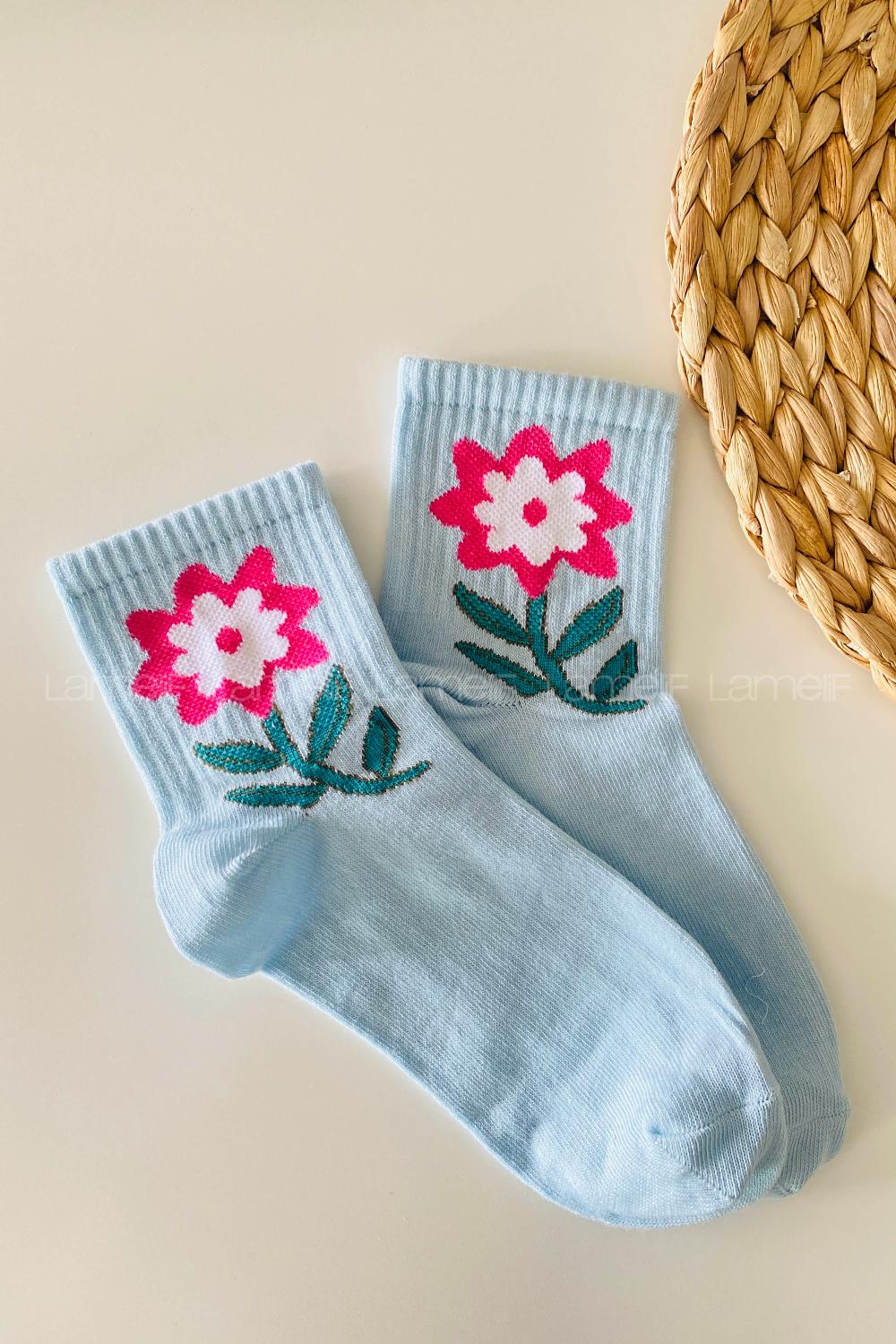 Lamelif Çiçek Desen Kolej Çorap