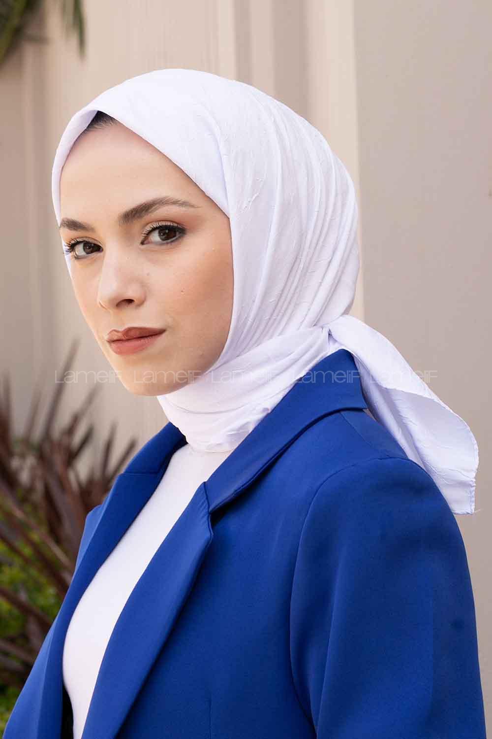 Lamelif Bambu Eşarp Beyaz