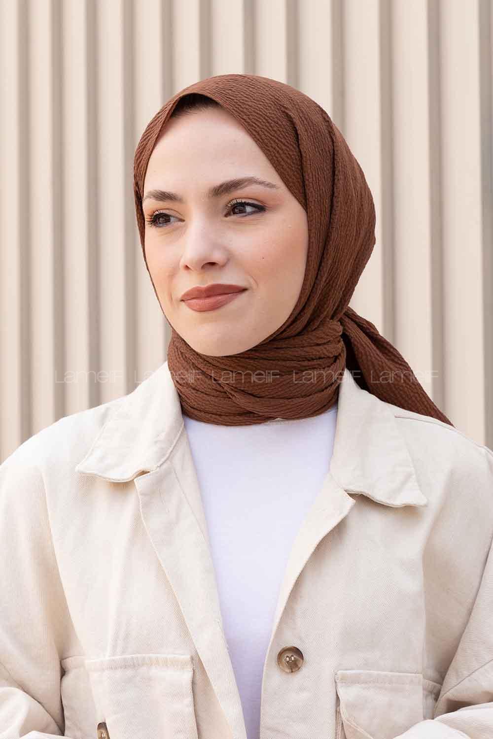 Lamelif Mio Caz Şal Kahverengi