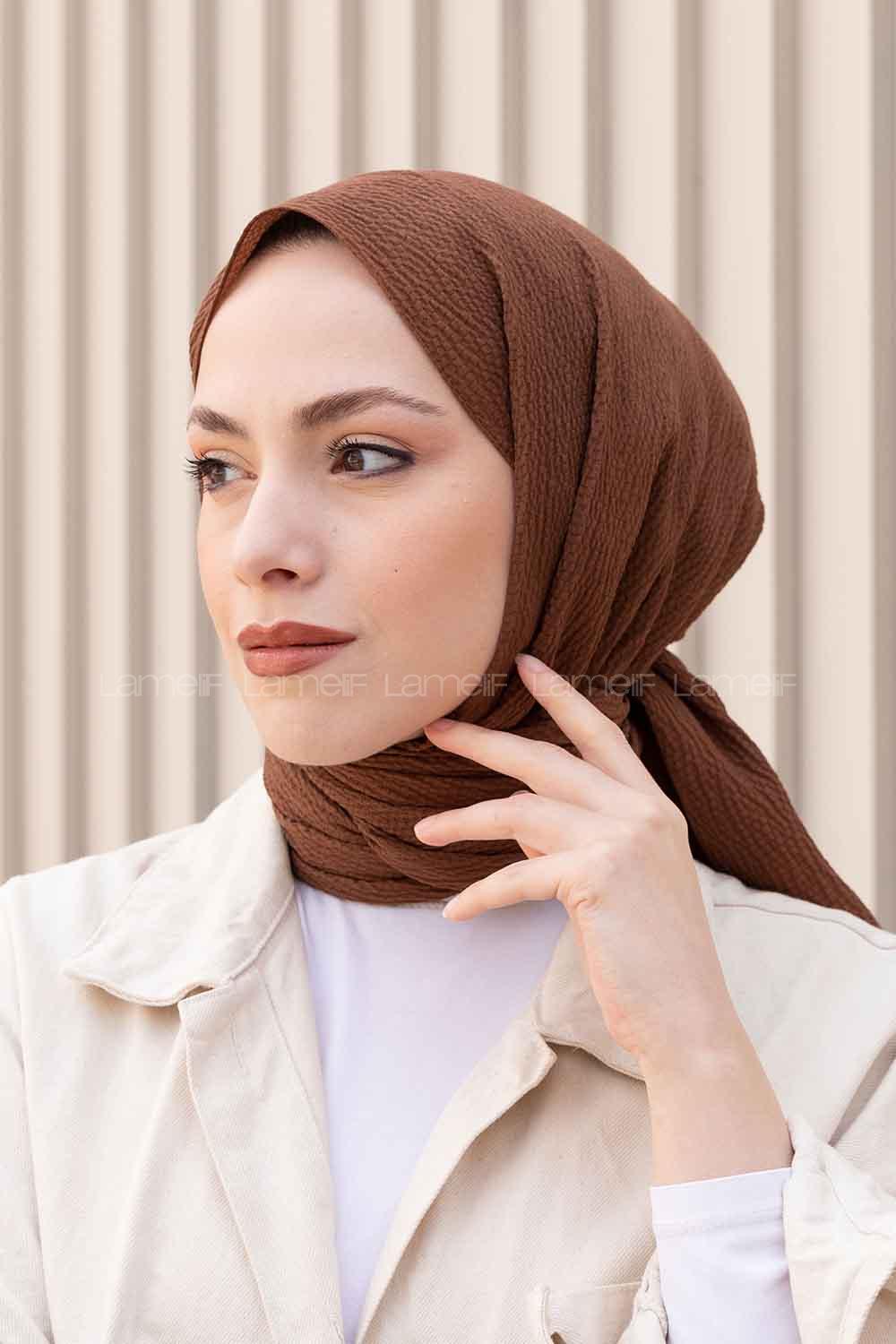 Lamelif Mio Caz Şal Kahverengi