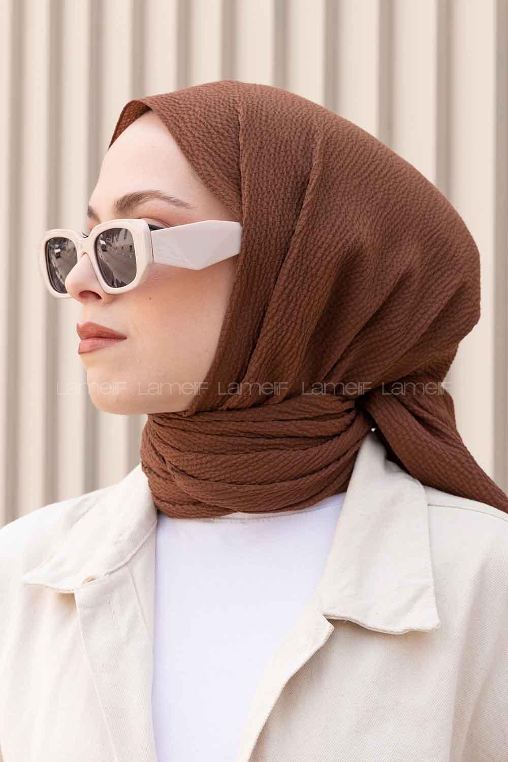 Lamelif Mio Caz Şal Kahverengi