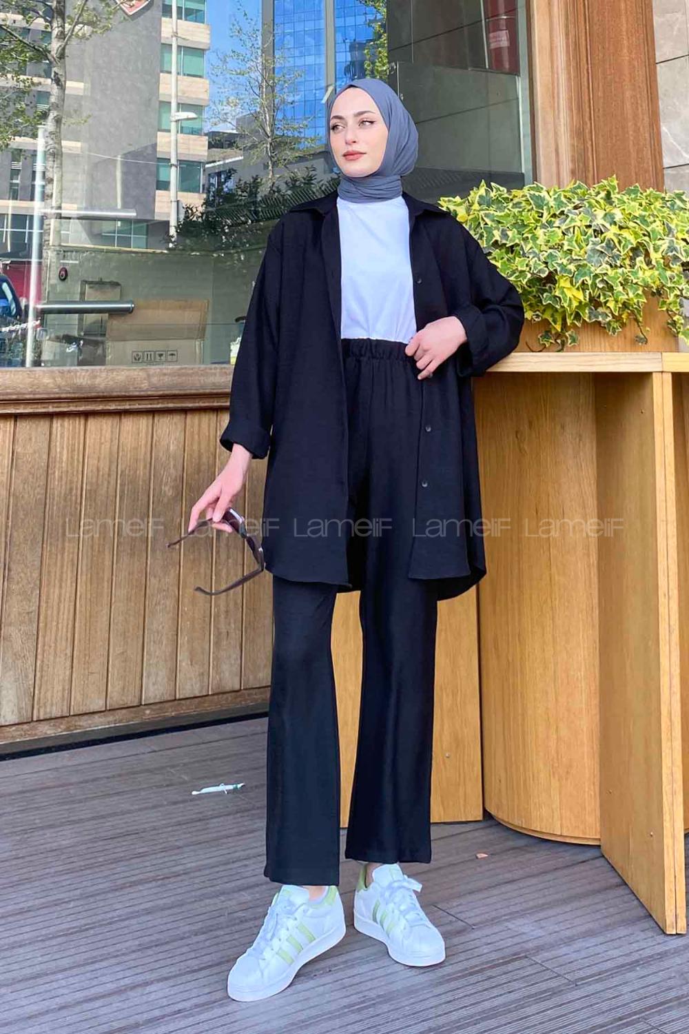 Lamelif Kelly Viskon Takım Siyah