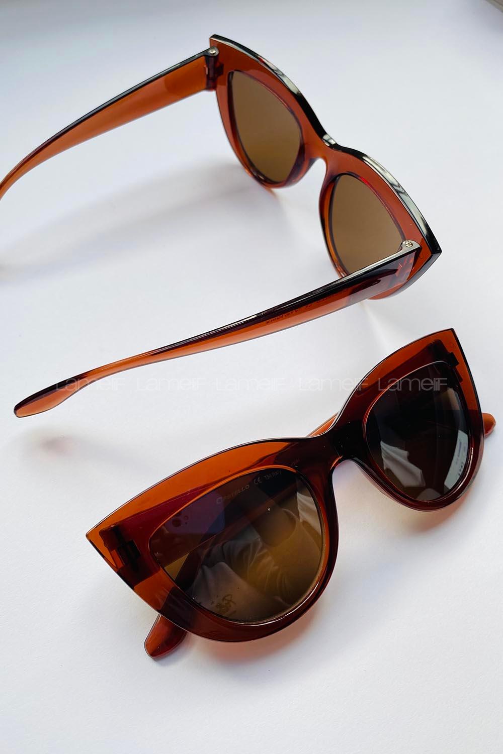 Lamelif Acı Kahve Çerçeve Punch Kedi Güneş Gözlüğü