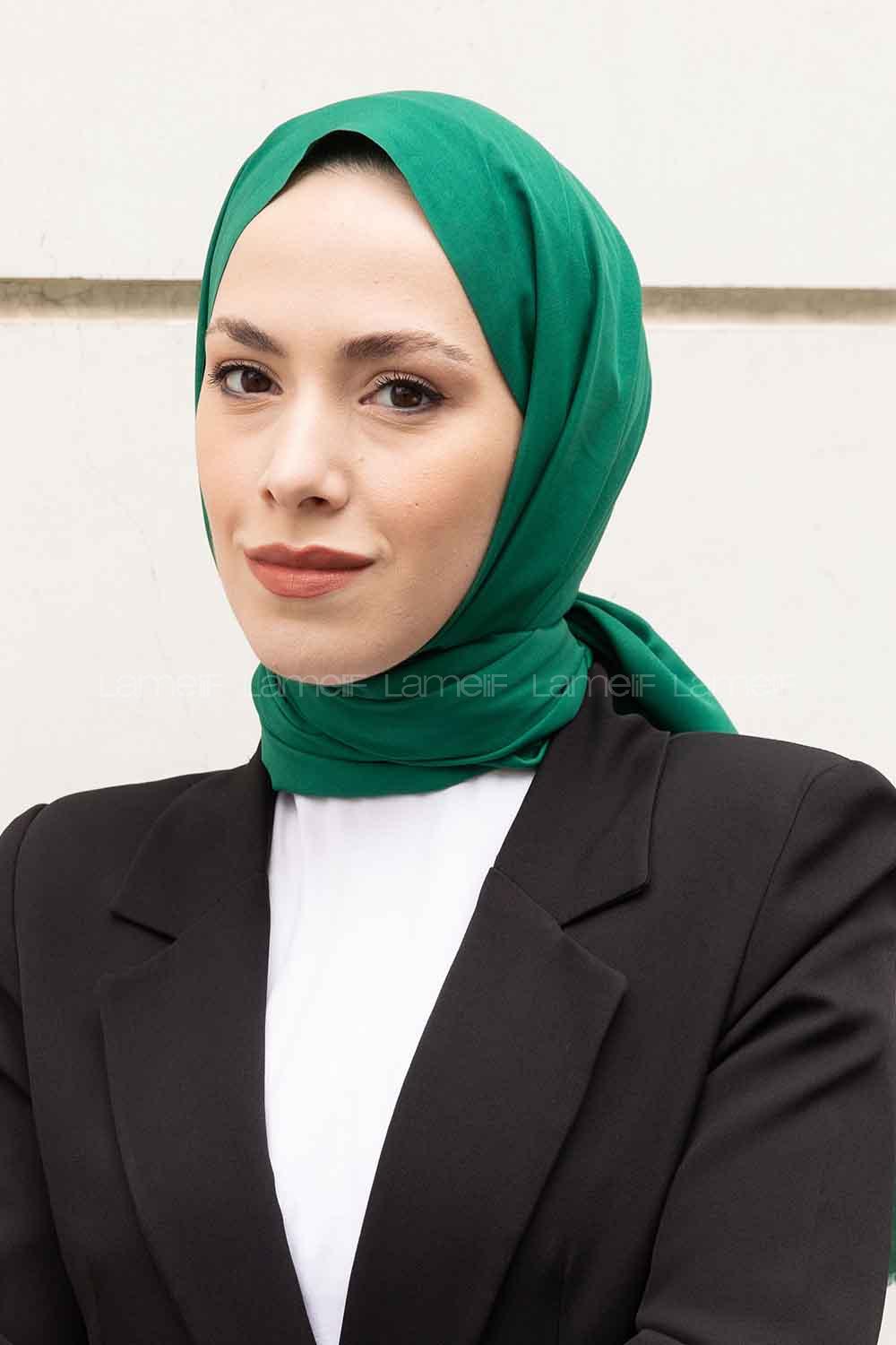 Lamelif Benetton Yeşili İnce Keten Şal