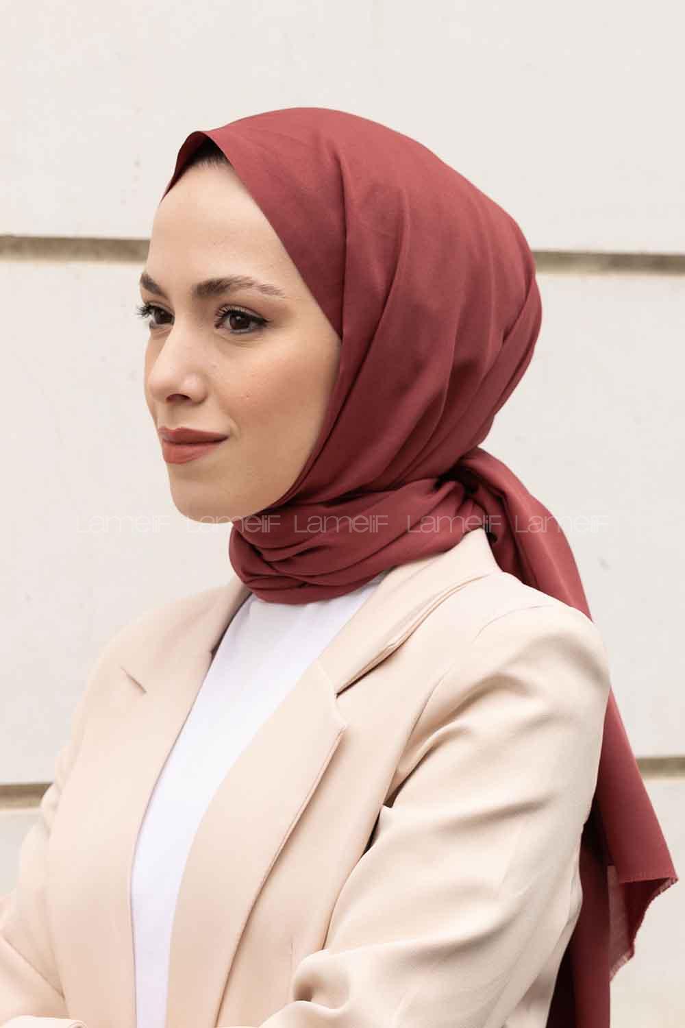 Lamelif Viva Magenta İnce Keten Şal