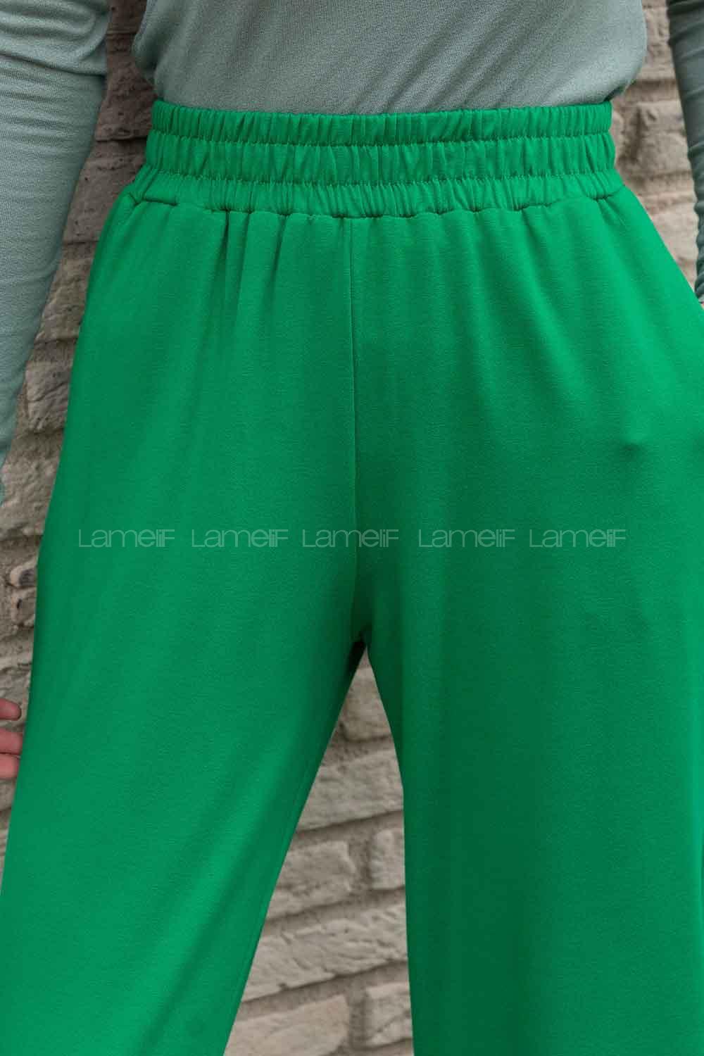 Emerald Green Elastic Trousers Elastic Waist Regular Cut Bottom Tracksuit