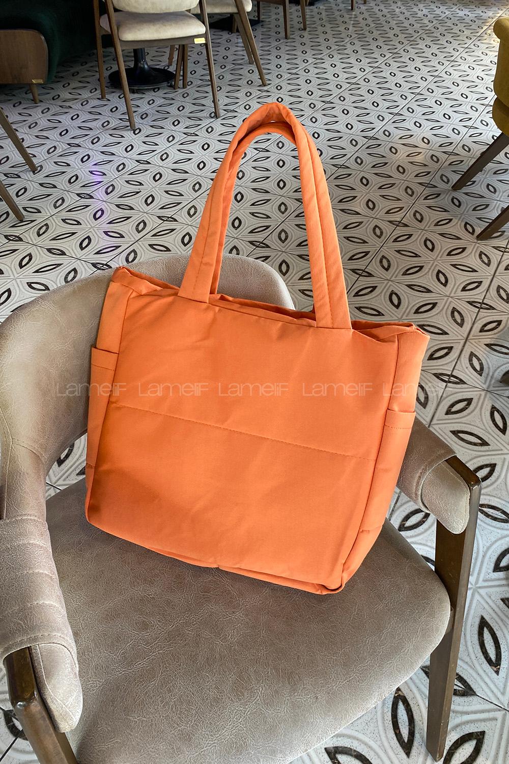 Lamelif 3 Bölmeli Fermuarlı Kol Ve Omuz Kadın Çanta Turuncu