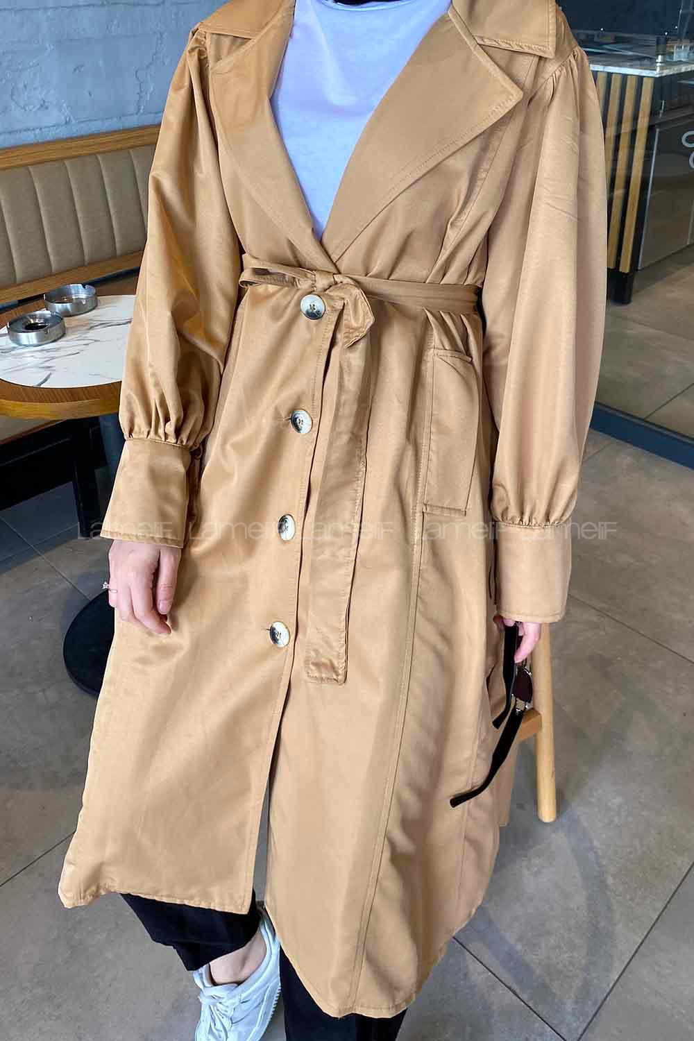 Camel Long Arm Without Accessories Cotton Trench Coat