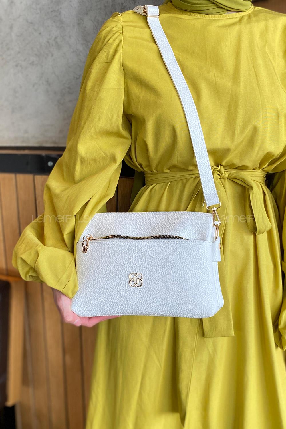 White Buckle Skin Hand Bag Bag