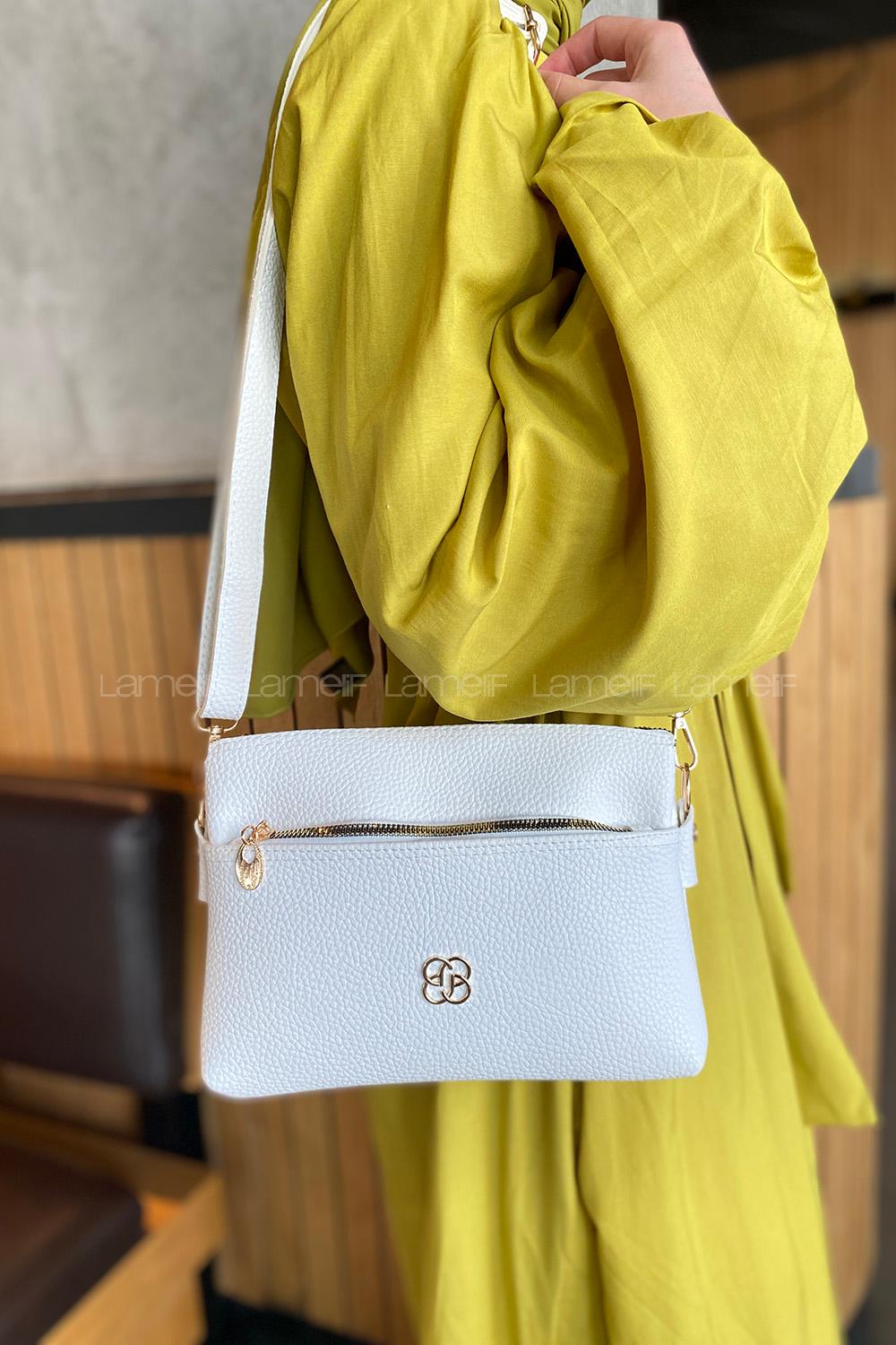 White Buckle Skin Hand Bag Bag