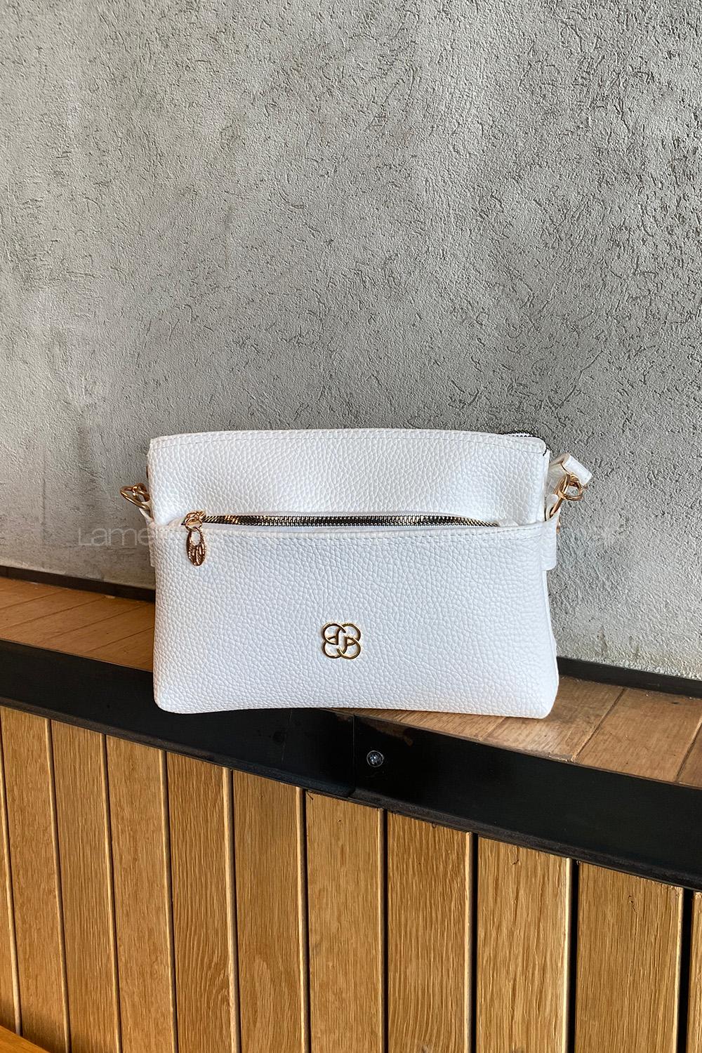 White Buckle Skin Hand Bag Bag