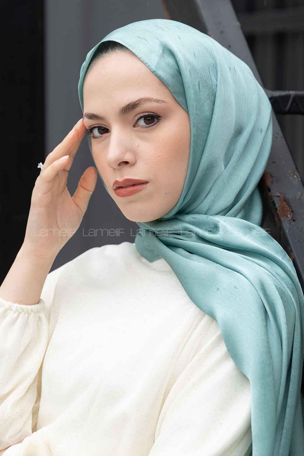 Lamelif Janjan Şal Mint Yeşili