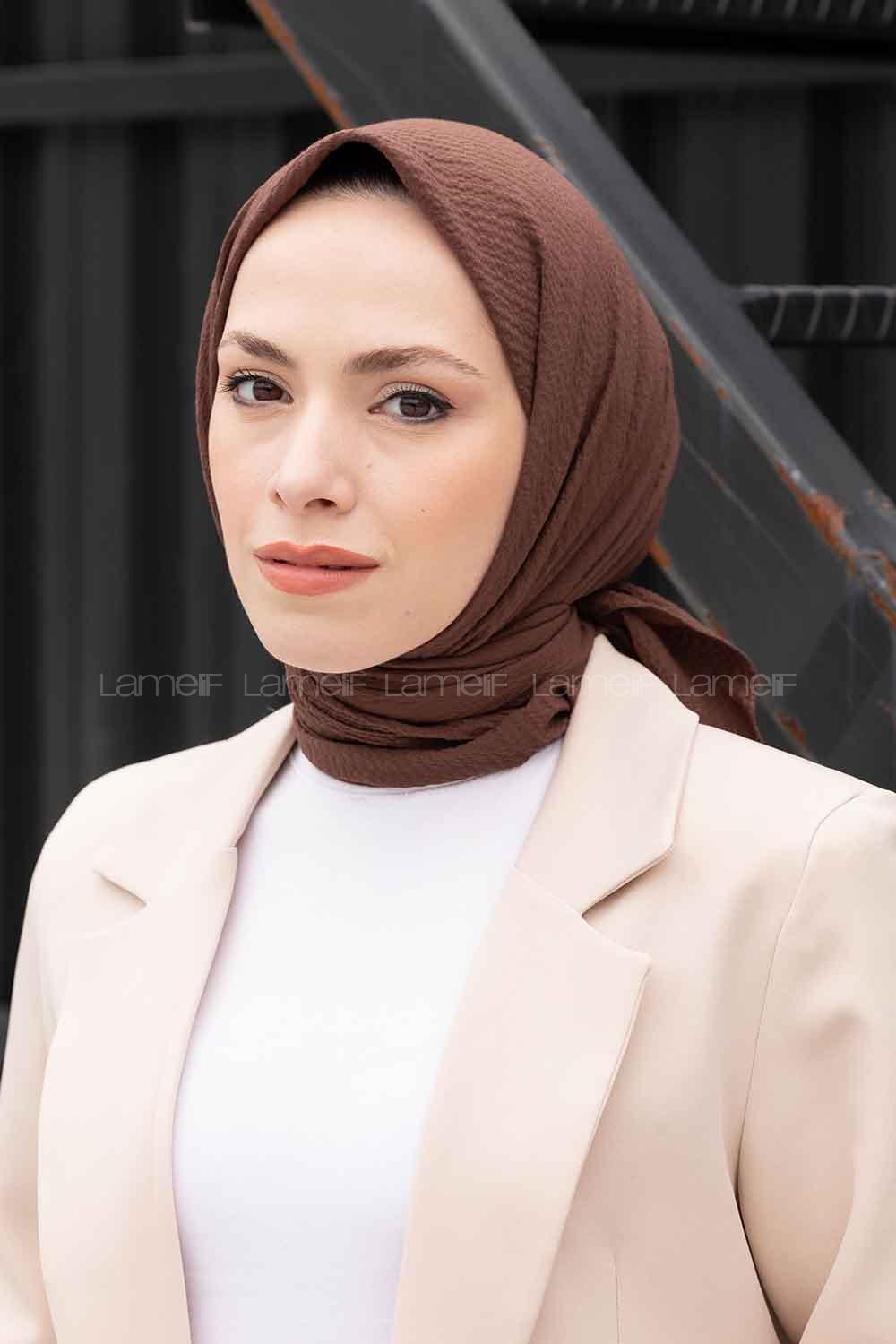 Lamelif Mio Caz Eşarp Koyu Kahve