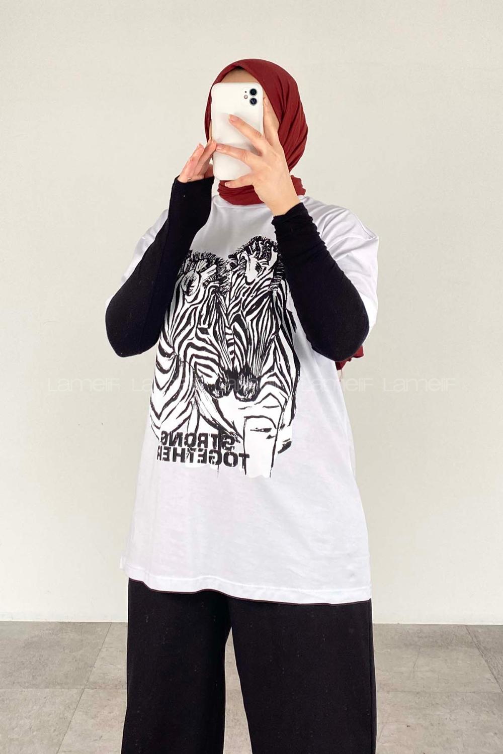 White Crew Neck Short Arm Cotton Printed T-shirt