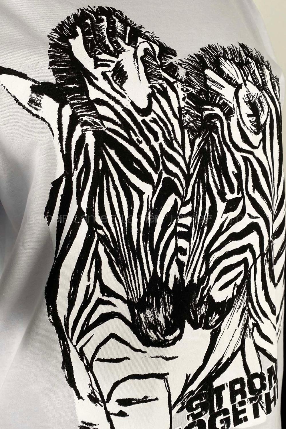 White Crew Neck Short Arm Cotton Printed T-shirt