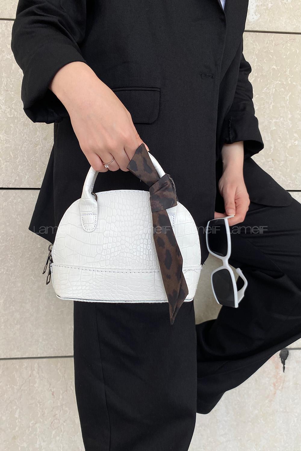 White With Suspenders Skin Hand Bag Bag