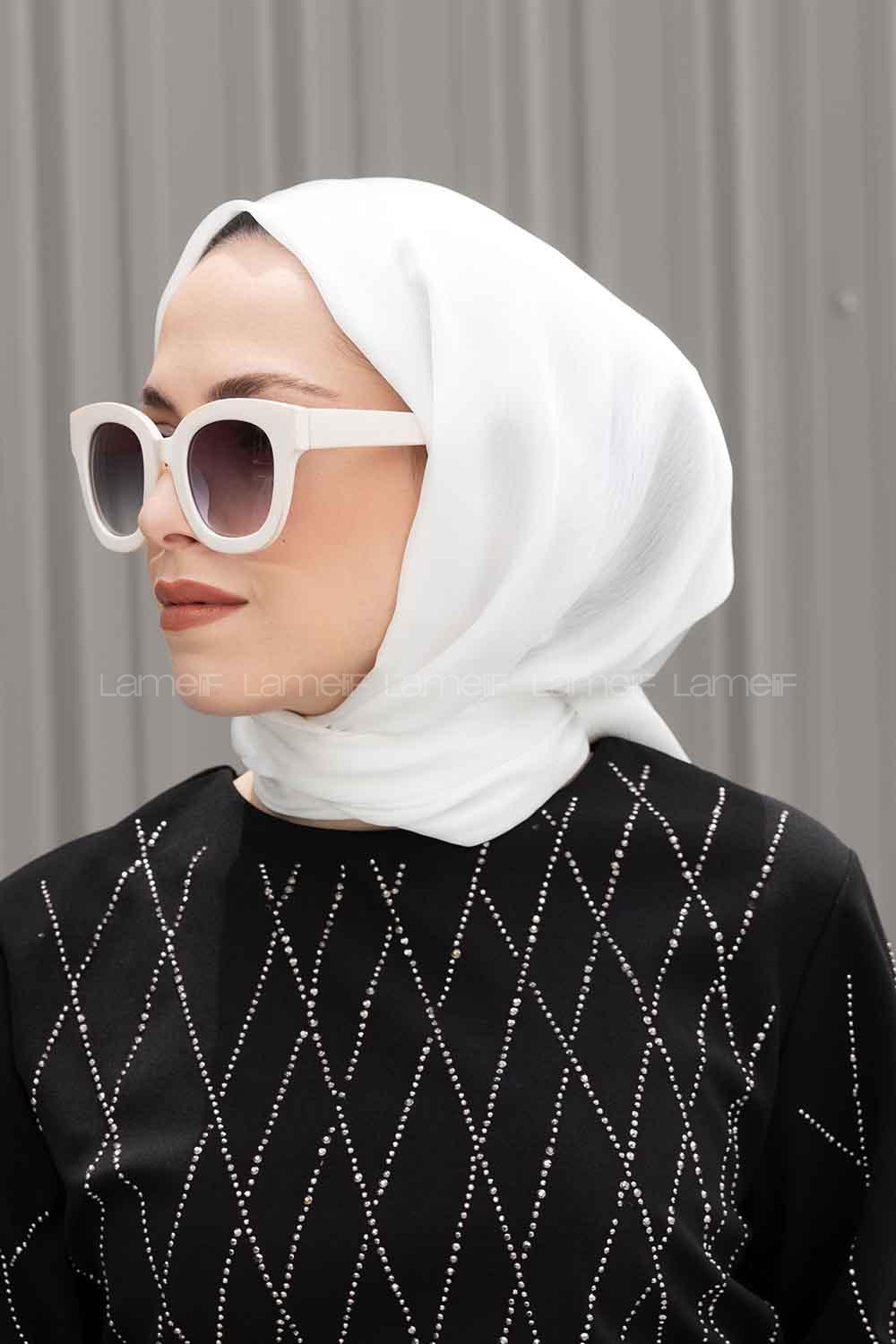 Lamelif Janjan Şal Kırık Beyaz