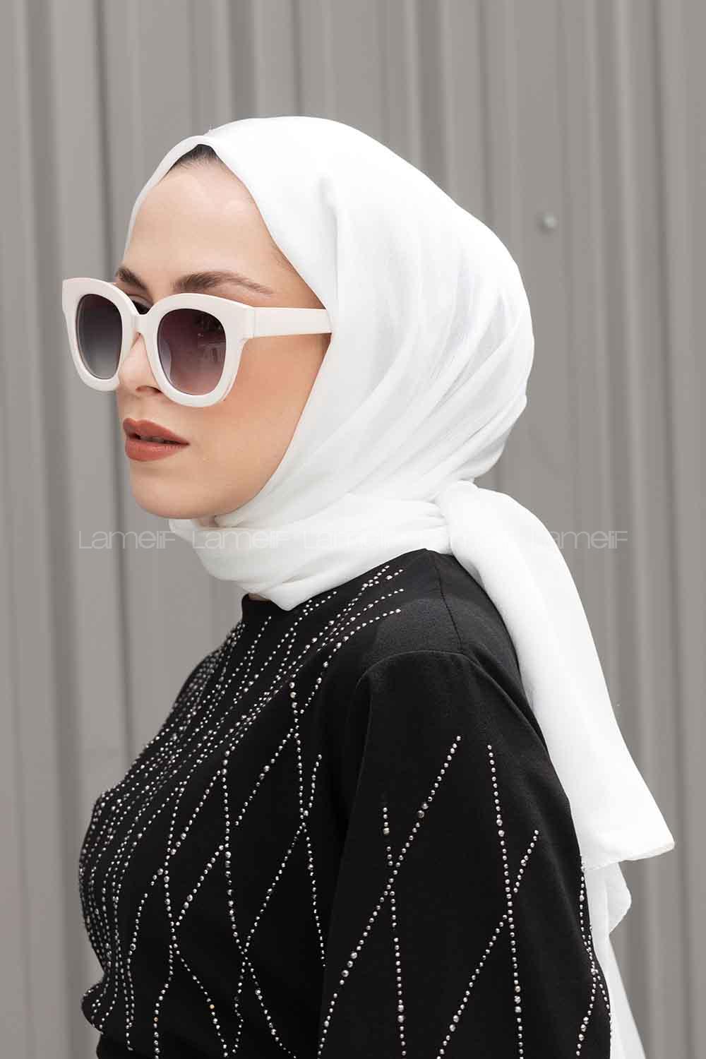 Lamelif Janjan Şal Kırık Beyaz