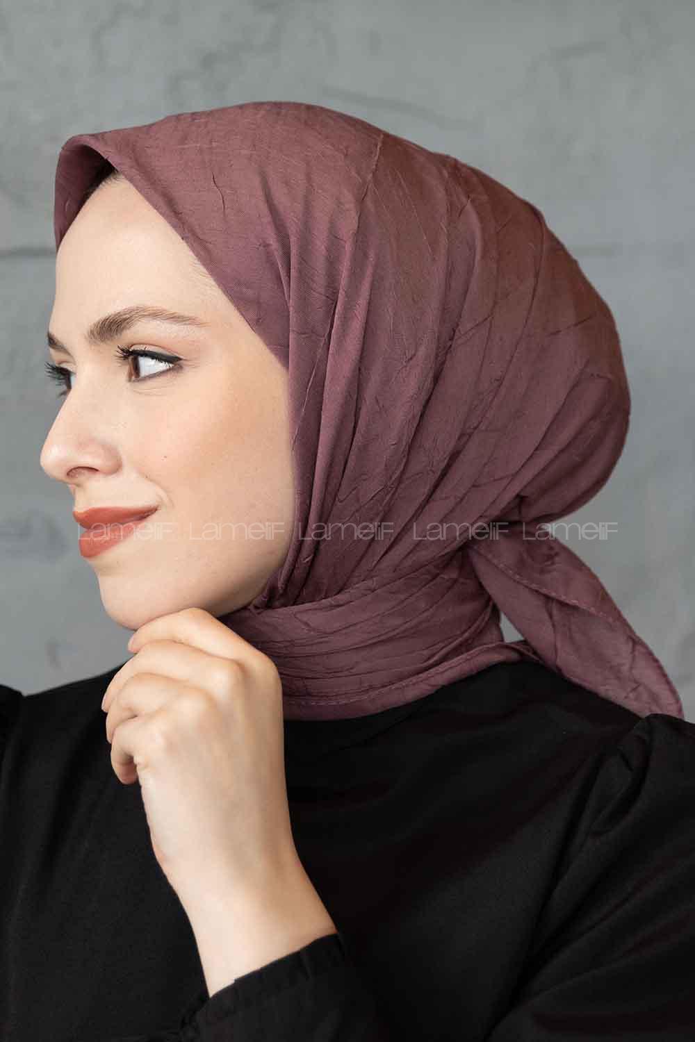 Lamelif Bambu Eşarp Koyu Gül Kurusu