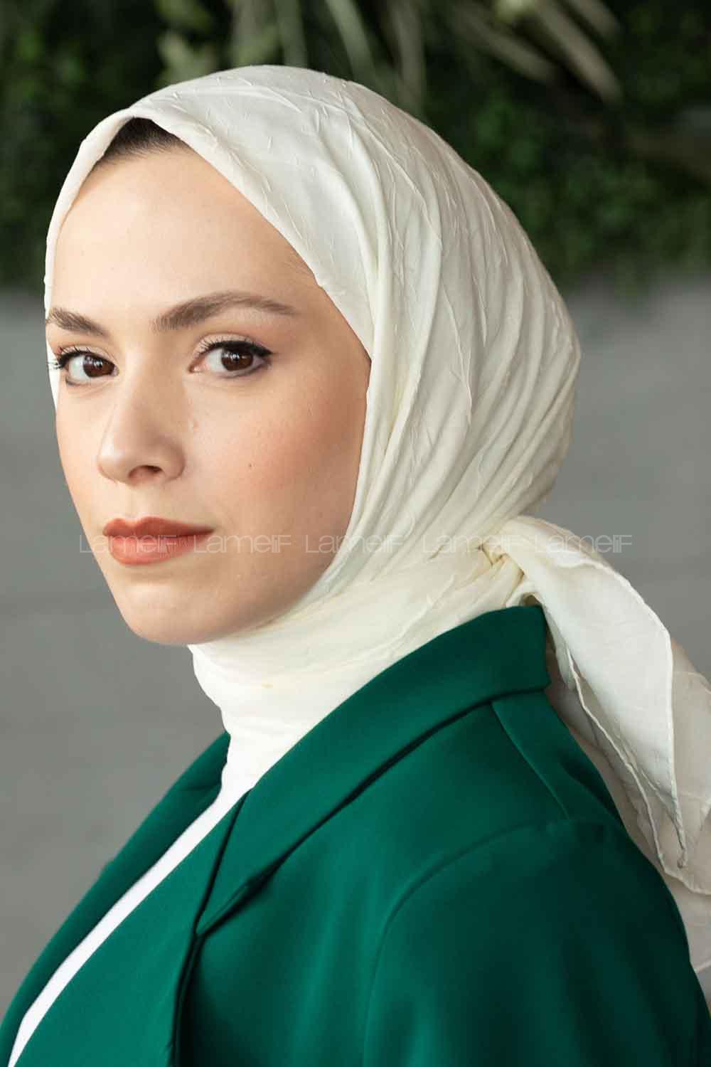 Lamelif Bambu Eşarp Krem