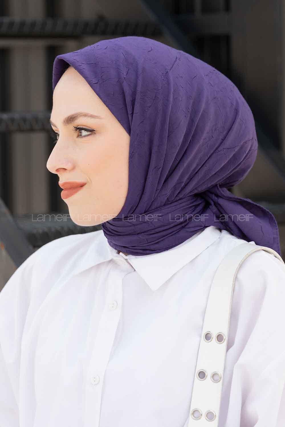 Eggplant Purple Cotton Fabric Straight Scarf