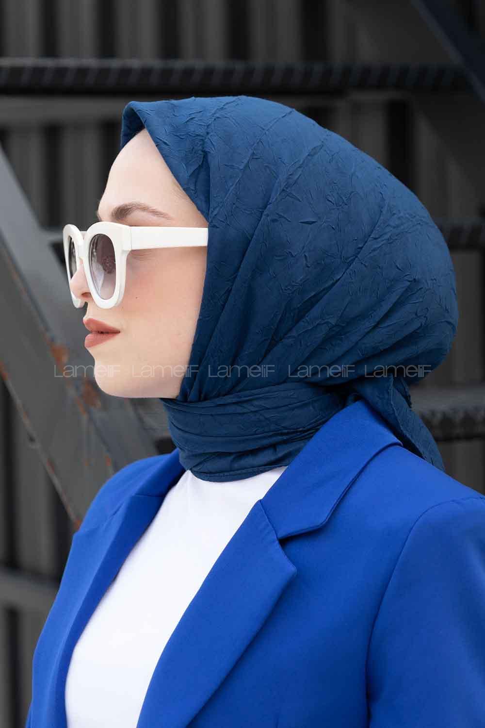 Lamelif Bambu Eşarp Parlament Mavi