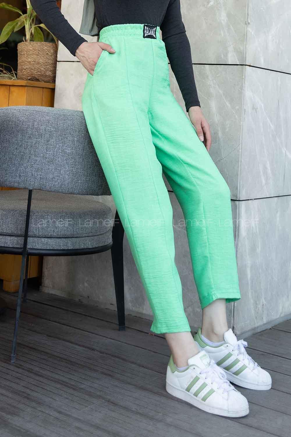 Lamelif  Armalı Çımalı Pantolon Su Yeşili