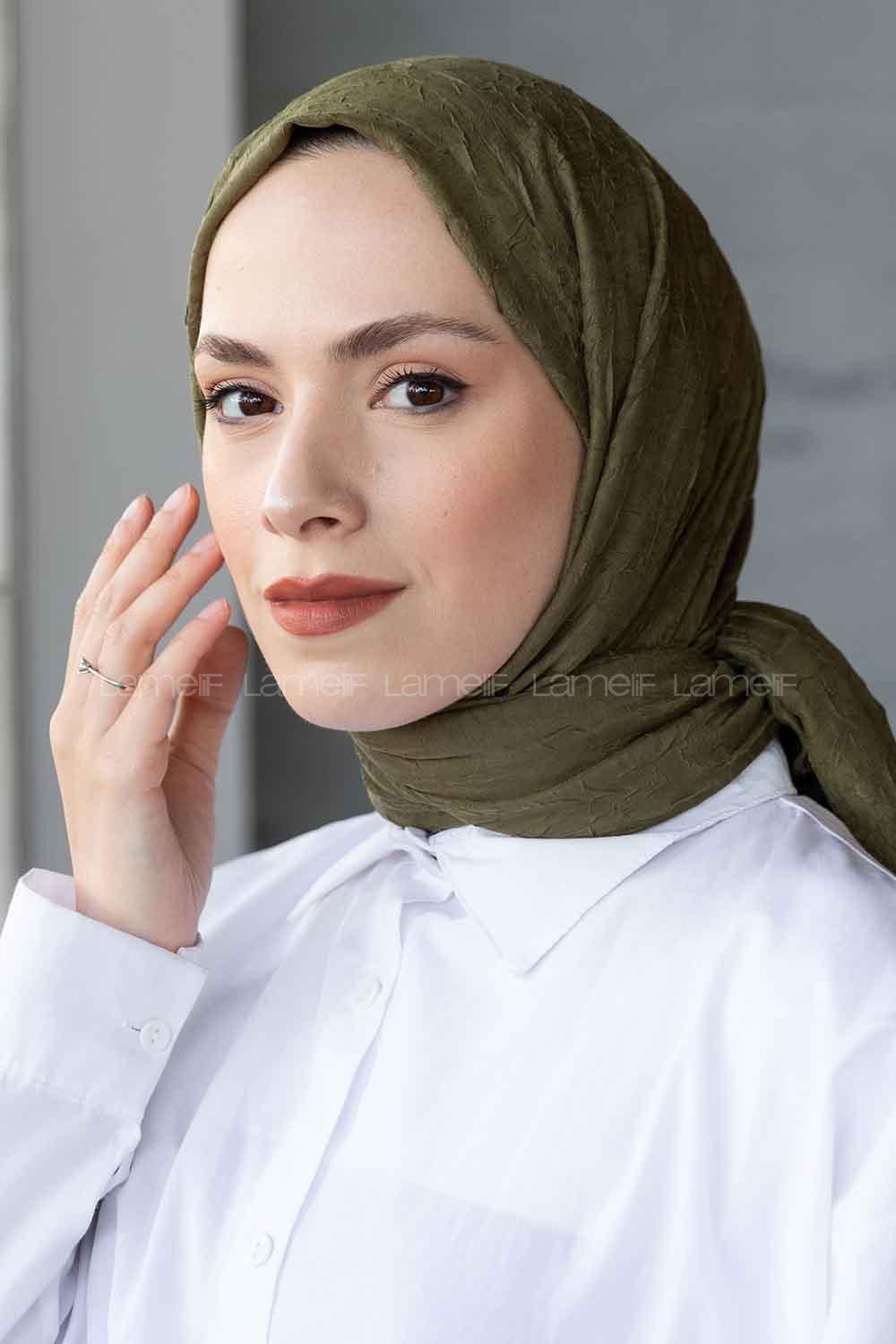 Lamelif Bambu Şal Asker Yeşili