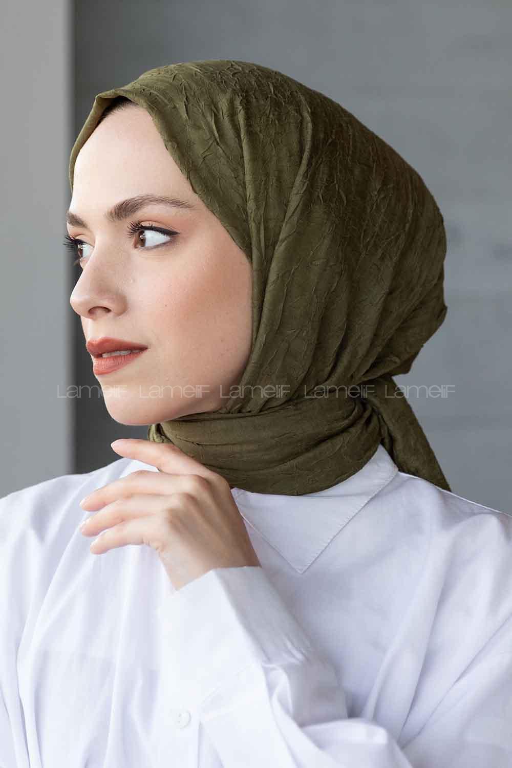 Lamelif Bambu Şal Asker Yeşili