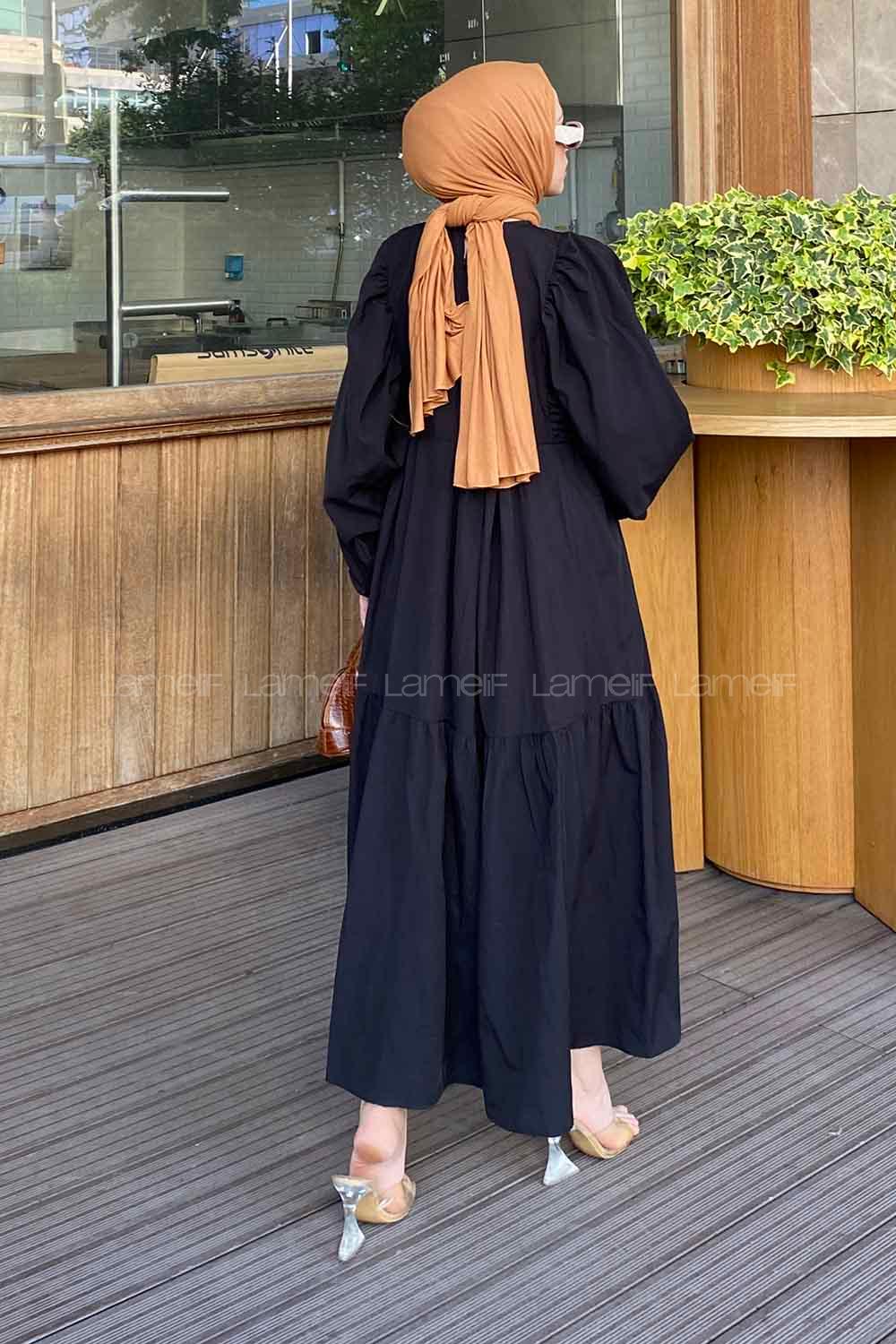 Lamelif Elica Tesettür Elbise Siyah