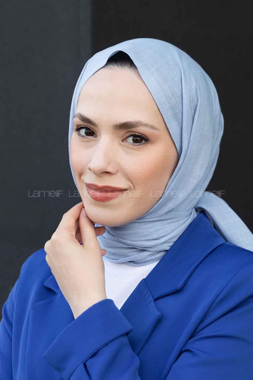 Baby Blue Cotton Fabric Straight Shawl