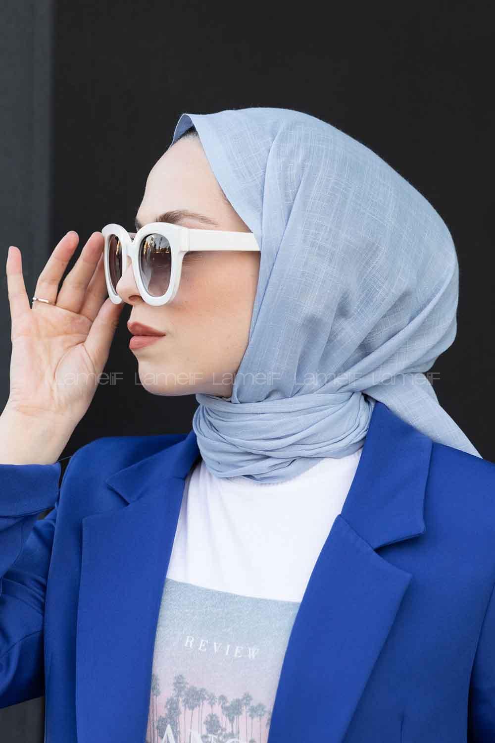 Baby Blue Cotton Fabric Straight Shawl