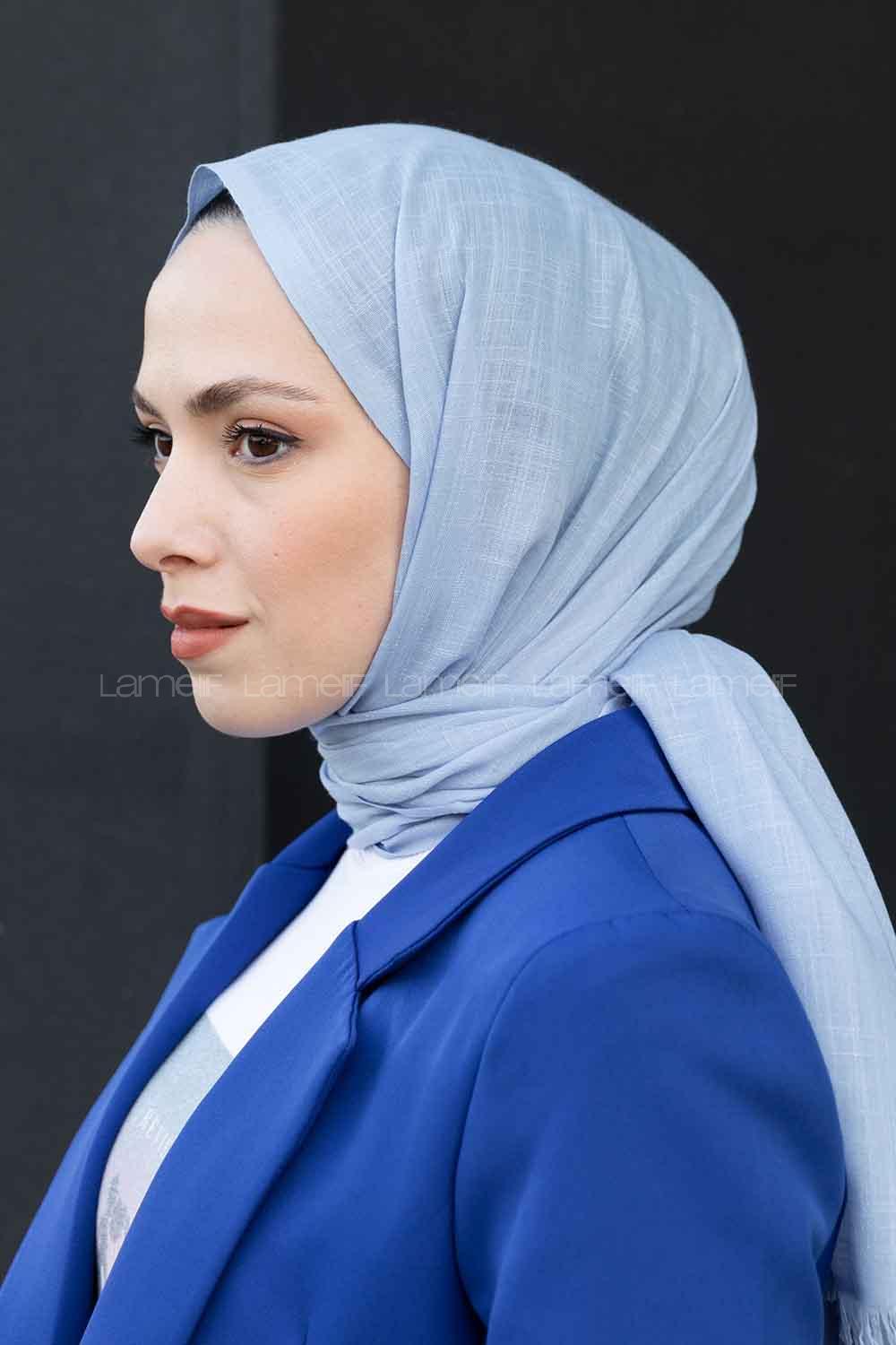 Baby Blue Cotton Fabric Straight Shawl