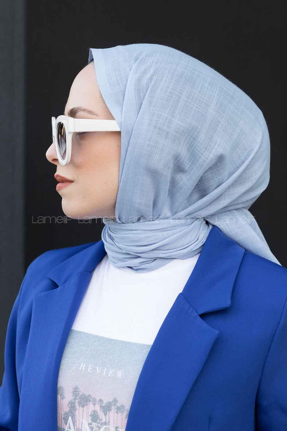 Baby Blue Cotton Fabric Straight Shawl