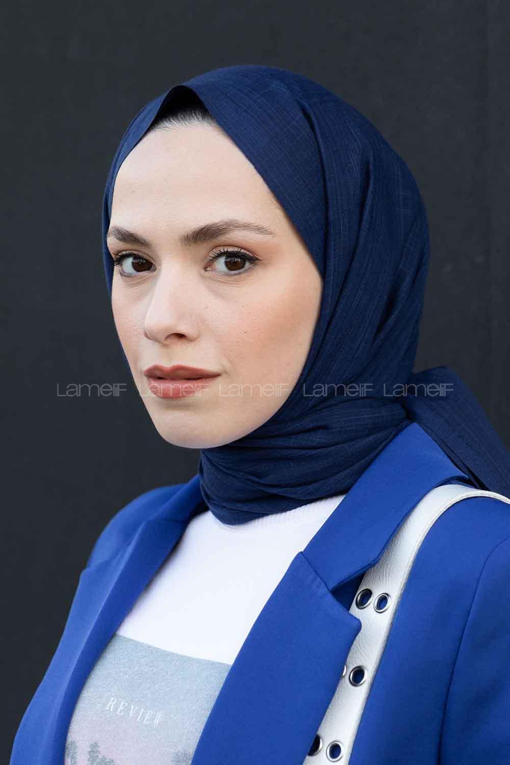 Indigo Khaki Cotton Fabric Straight Shawl