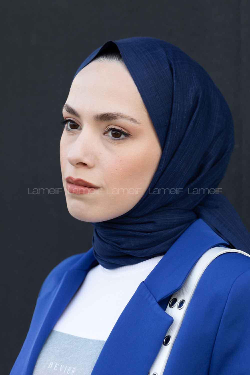 Indigo Khaki Cotton Fabric Straight Shawl