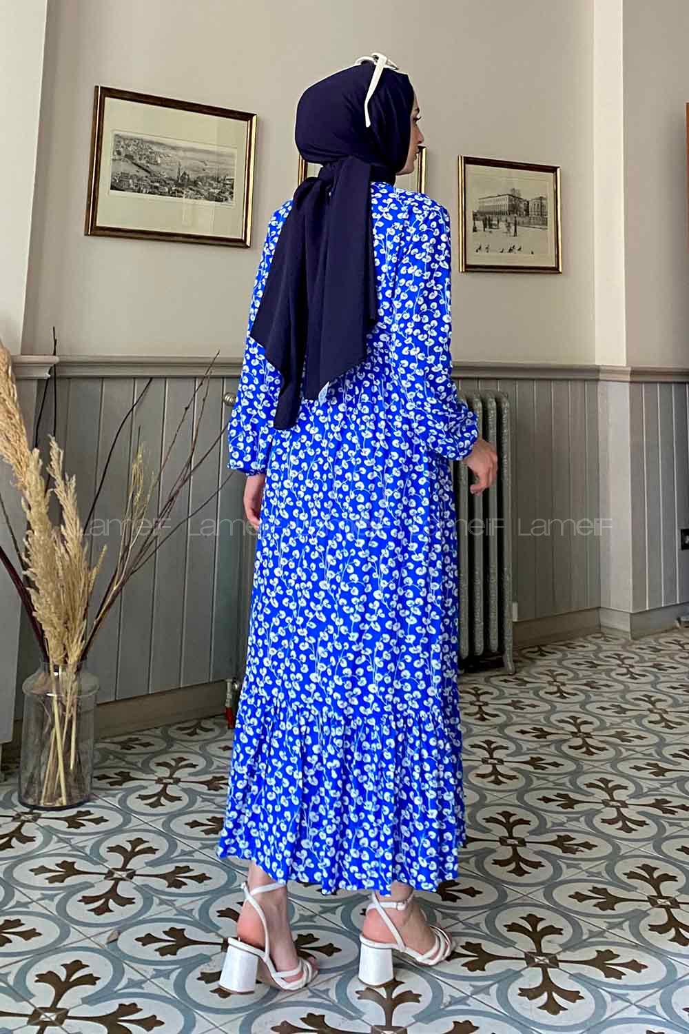 Modalamelif Mavi Yaprak Elbise